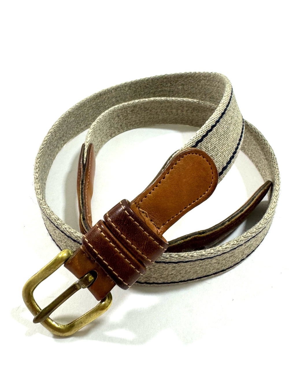 Vintage Coach Belt Mens 2701 Wool Webbing Leather Trim Size 38